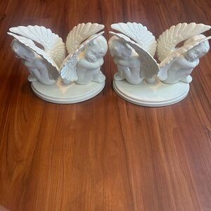 Elegant Cream Angel Wing Bookends